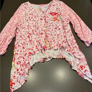 Woman Within Floral Asymmetrical Hem Blouse Sz: 3X